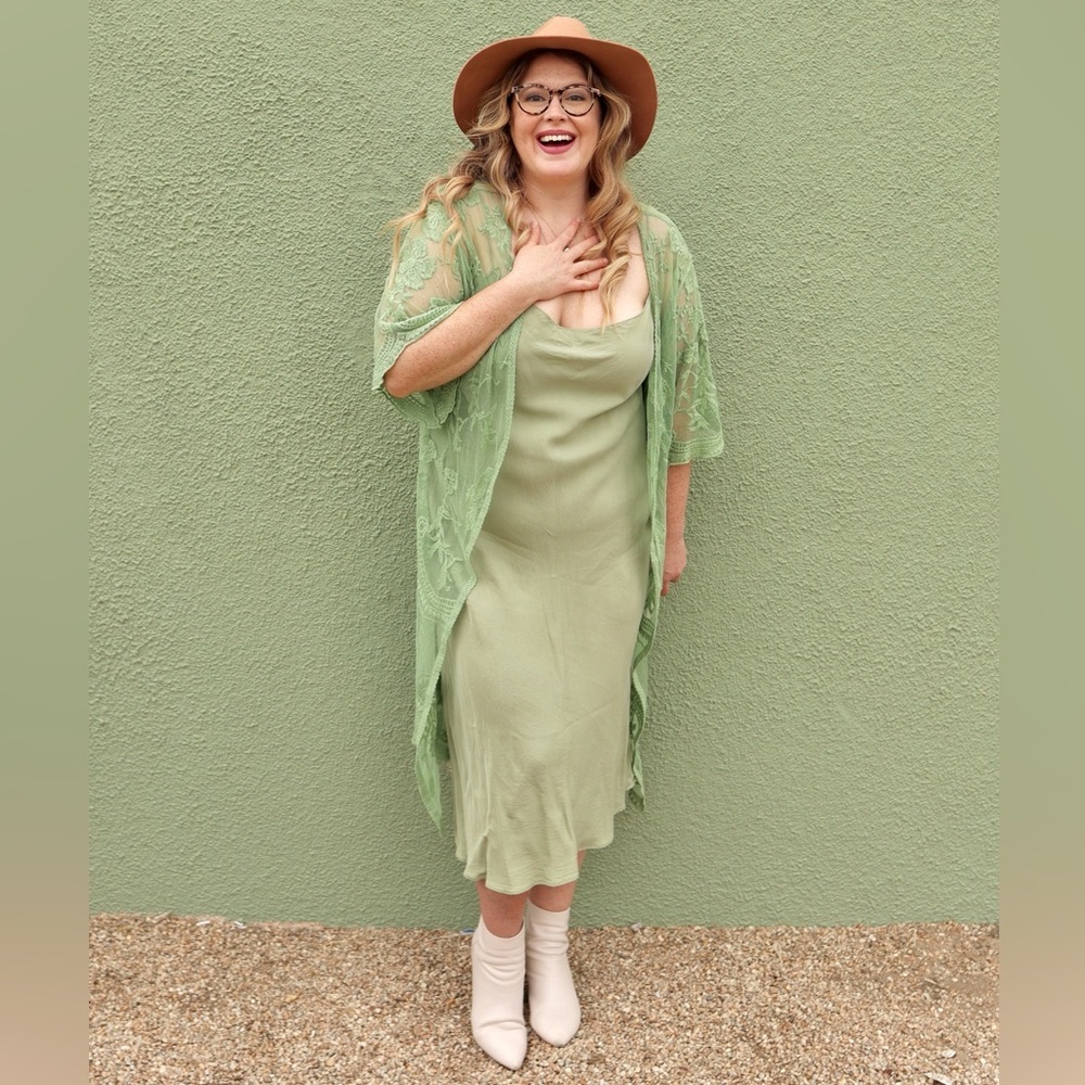 J. Crew Pistachio Green Midi Slip Dress